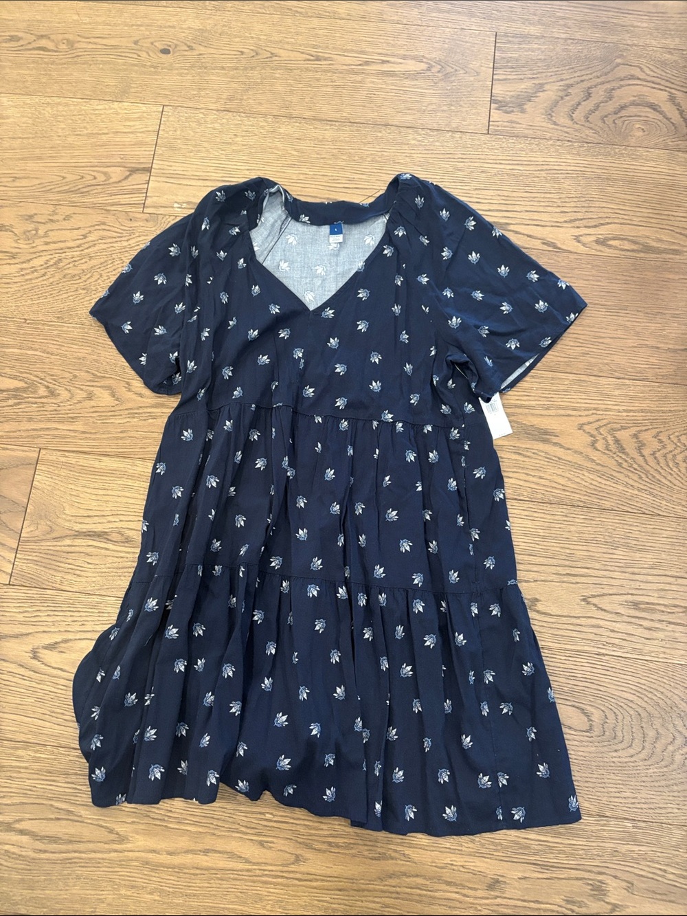 Old Navy Navy Floral Tiered Mini Dress